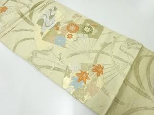 アンティーク　花扇模様織出し袋帯（材料）